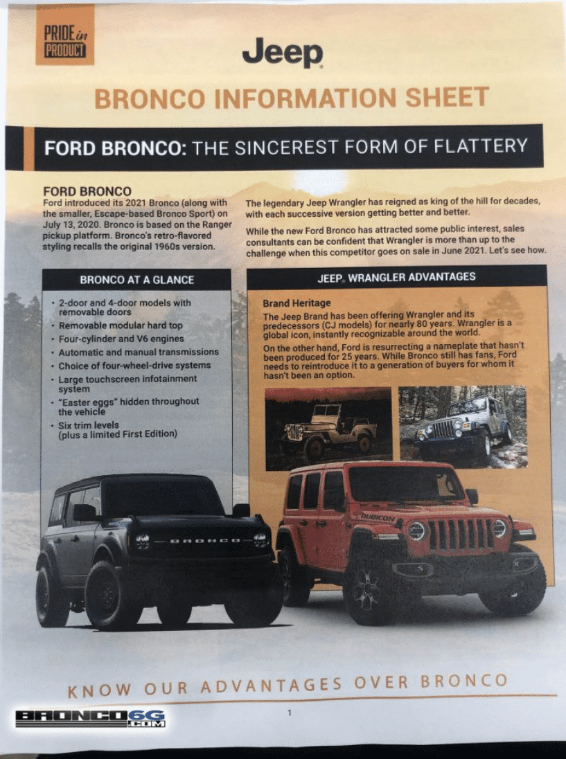 Bronco Information Sheet