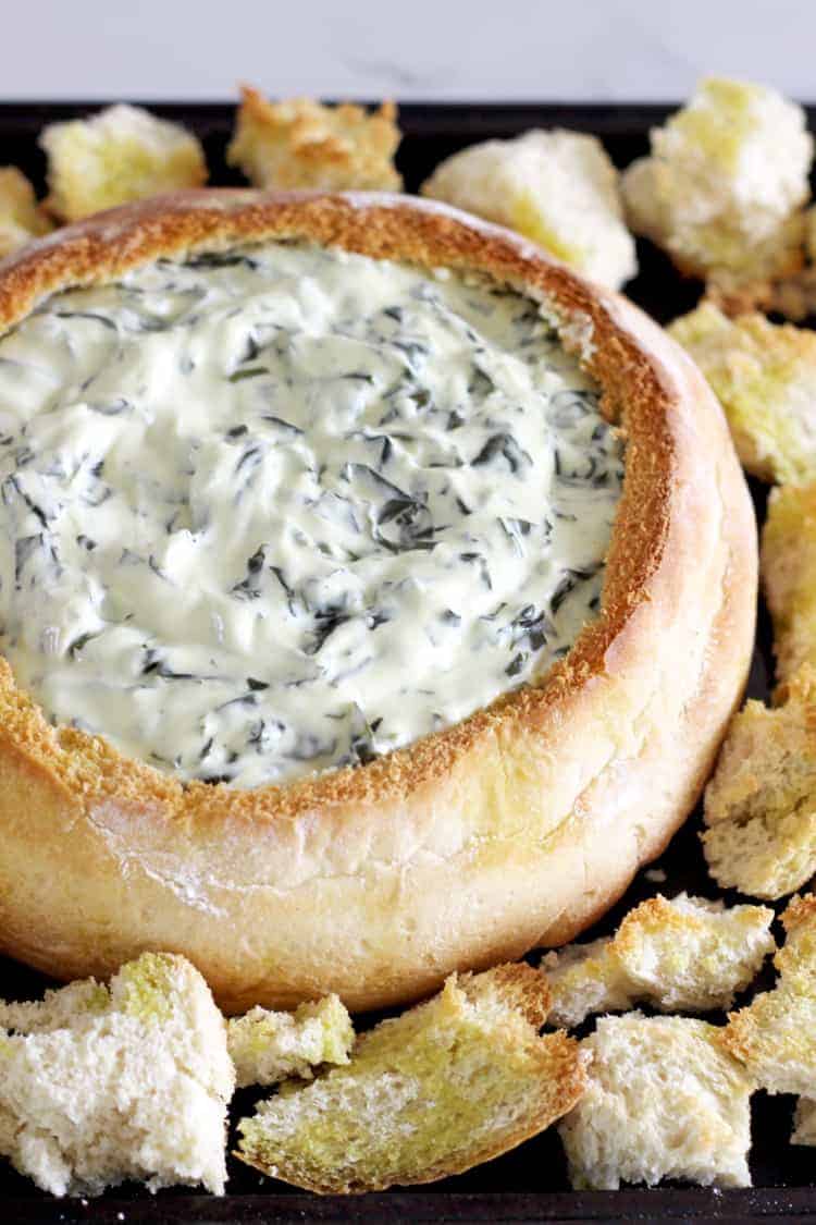 Cheese and spinach cob dip