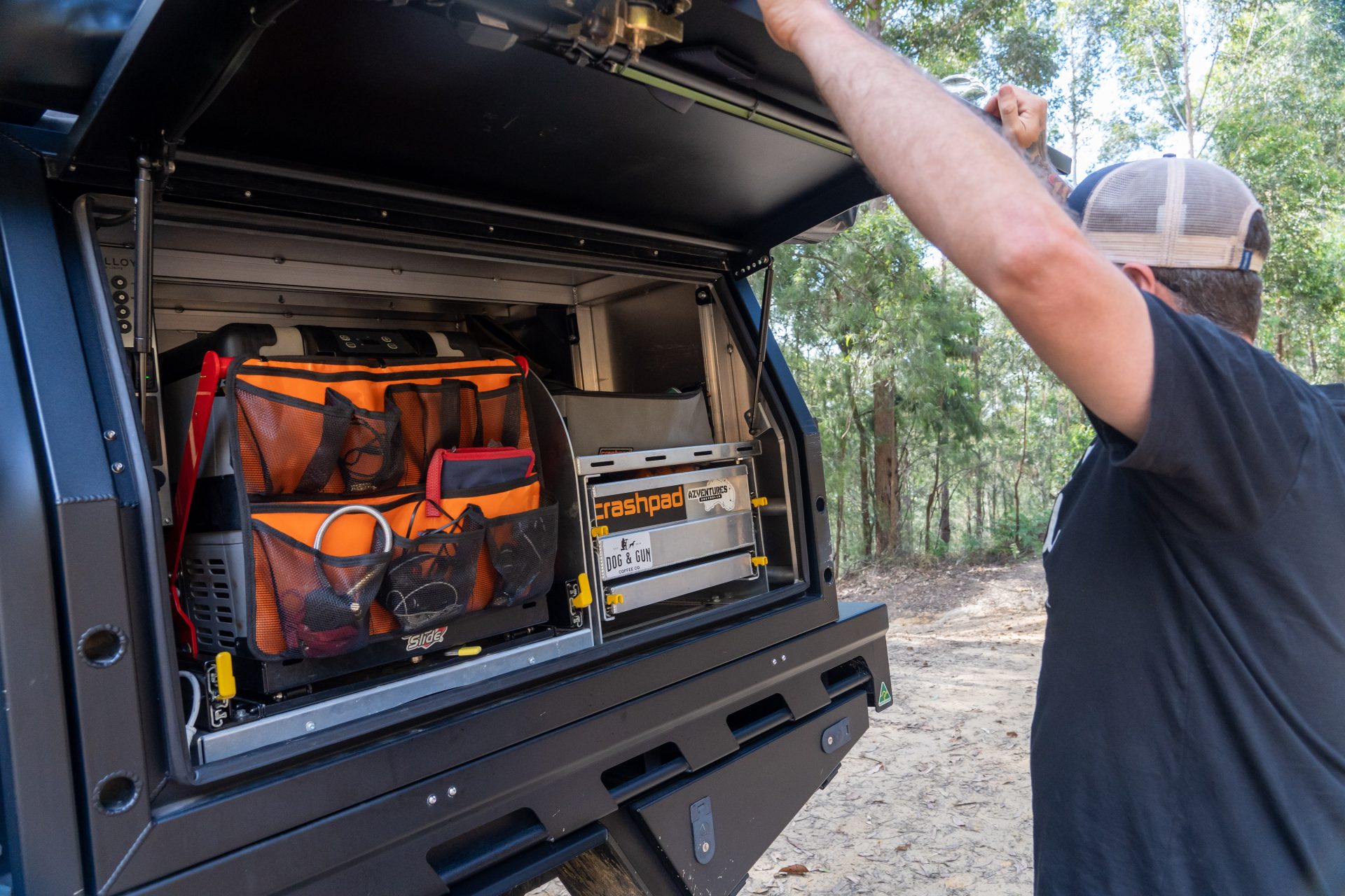 A touring setup in a 4X4 canopy
