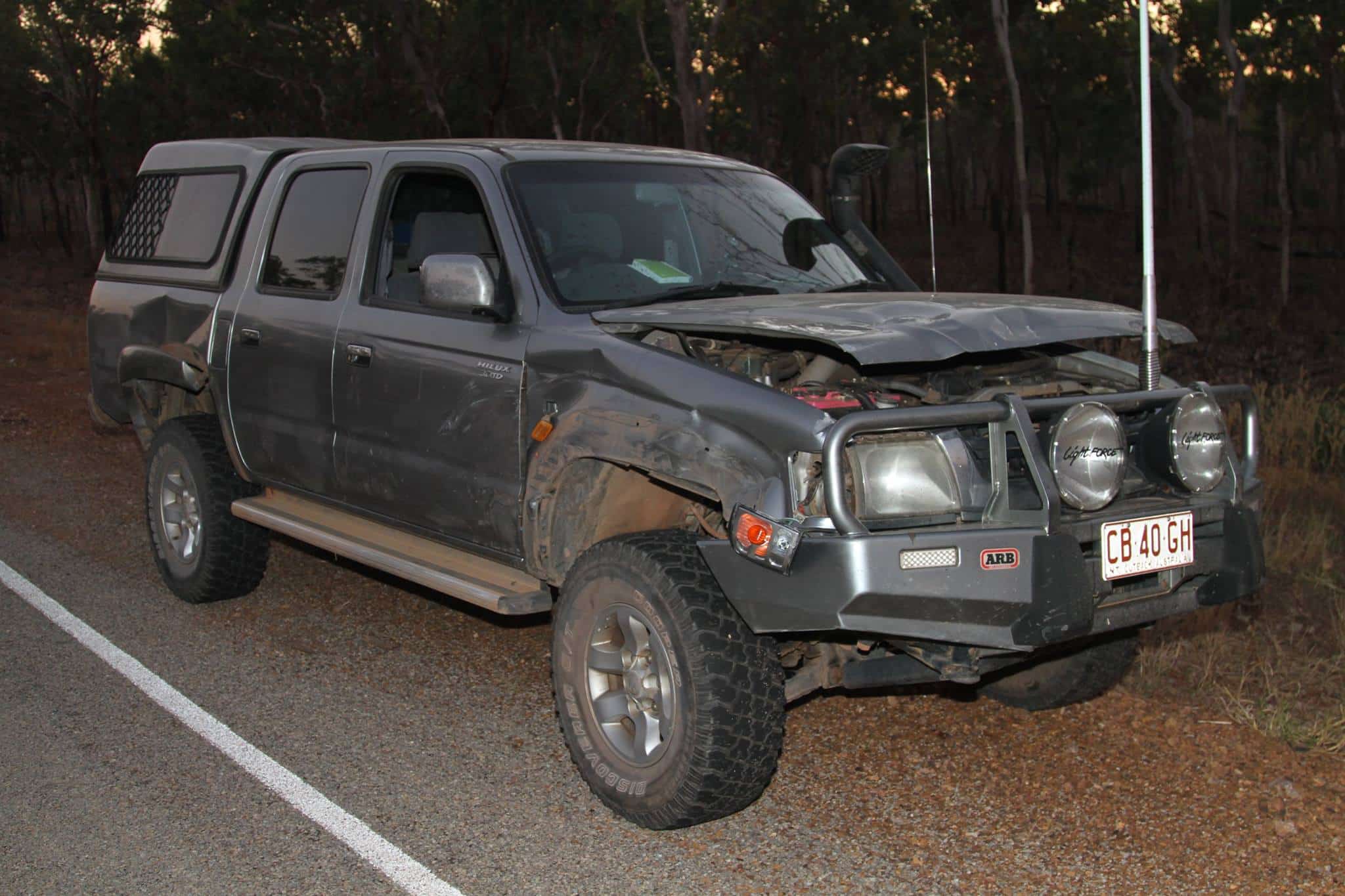 Damaged car bull bar
