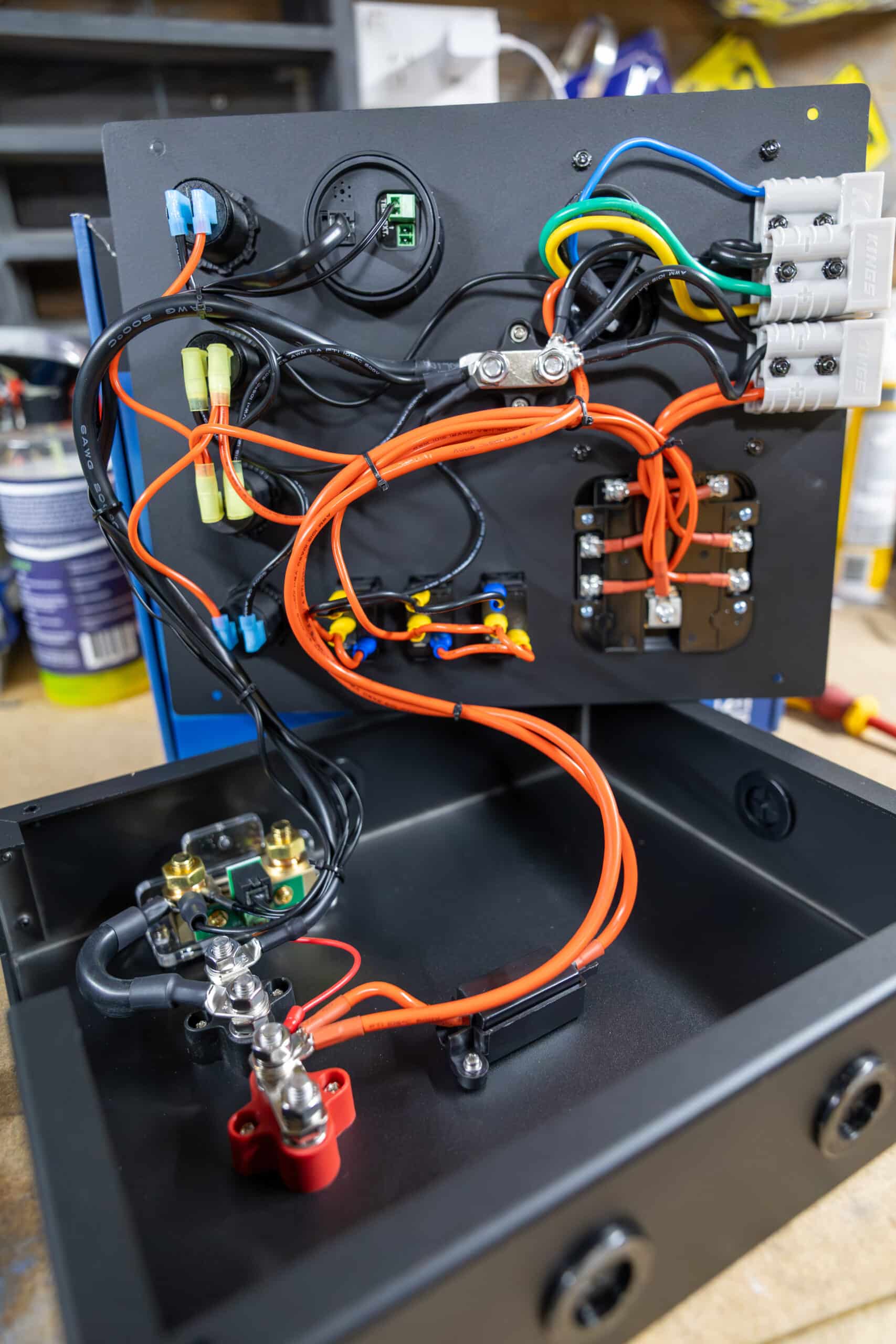 Inside wiring of the Kings Premium Control Box with neat cable runs and terminations