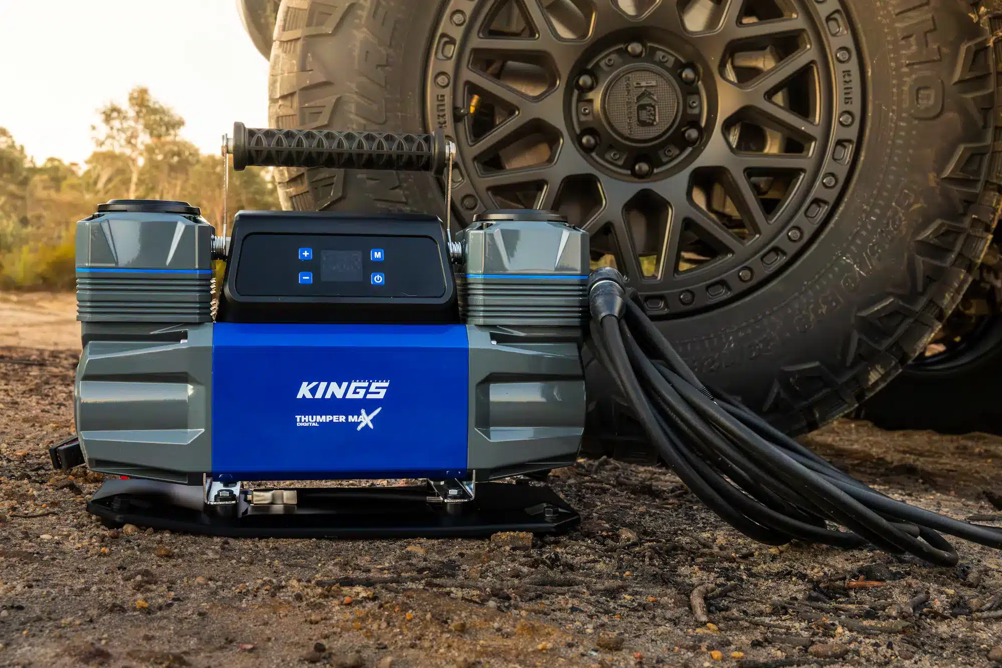 Kings Thumper Max Digital Air Compressor inflating tyre