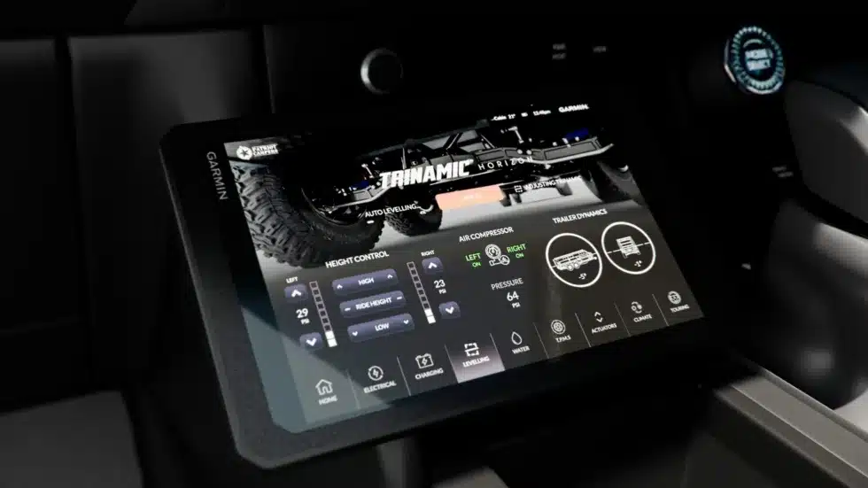 Garmin 7-inch tablet control interface showing electrical system management