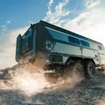 Patriot Campers ST7 Supertourer being towed off-road