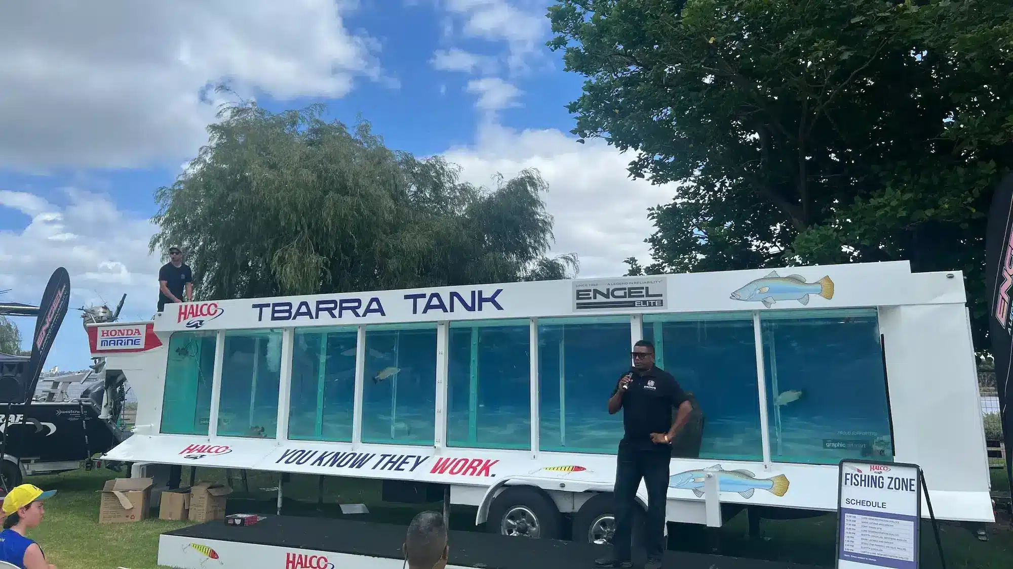 Engel TBarra Tank fishing demonstrations at Perth outdoor adventure show