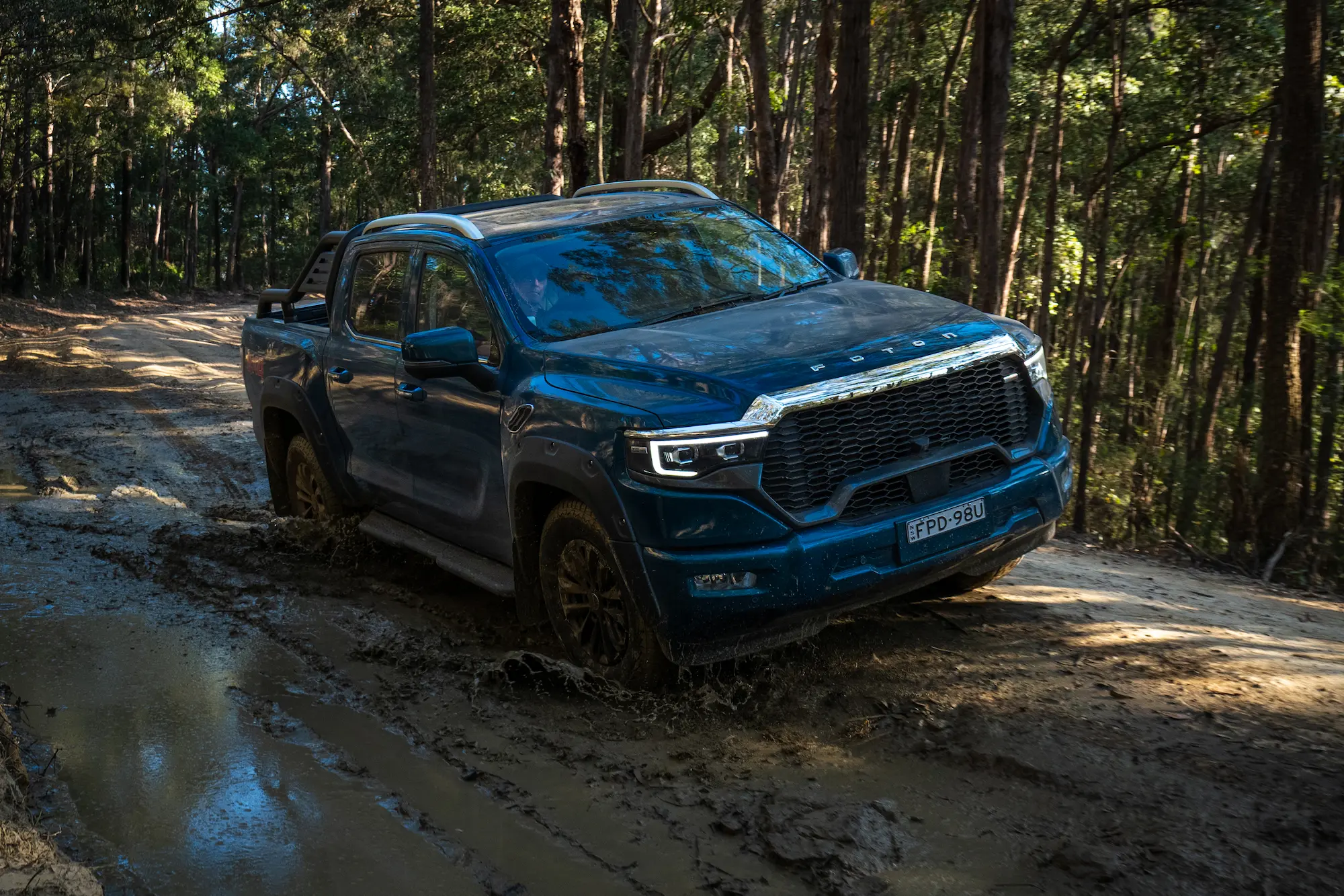 Foton Tunland on a muddy track
