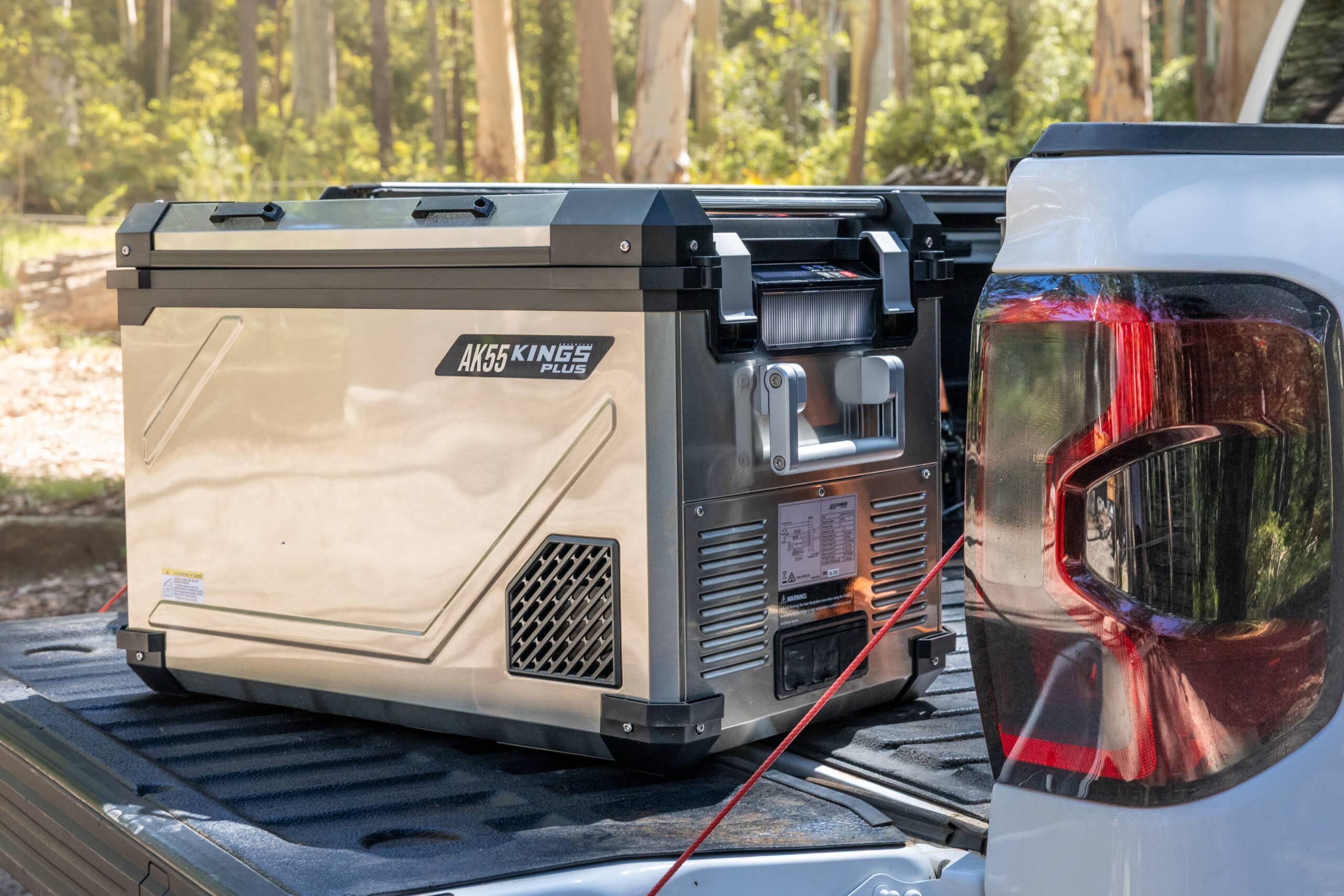 Kings Plus AK55 portable fridge with stainless steel body in testing