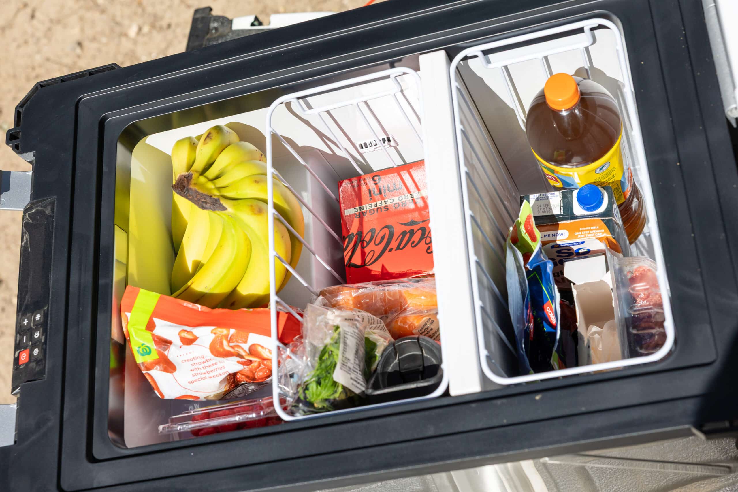 Kings Plus AK55 55L interior showing removable dual-zone divider