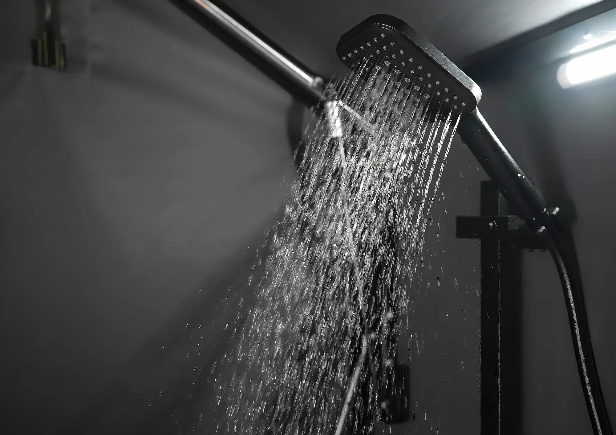 Solitaire hybrid camper ensuite shower with mixer tap and heated water system