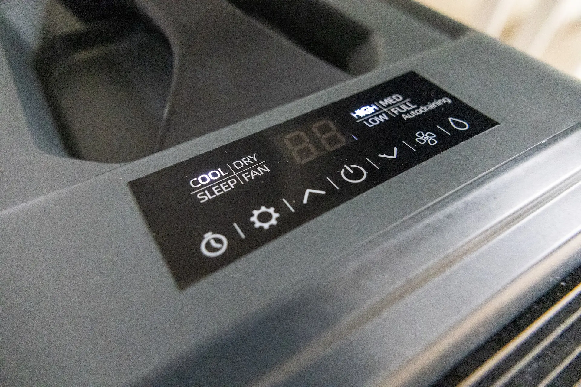 Kings Portable Air Conditioner: Top control panel with digital display and mode buttons