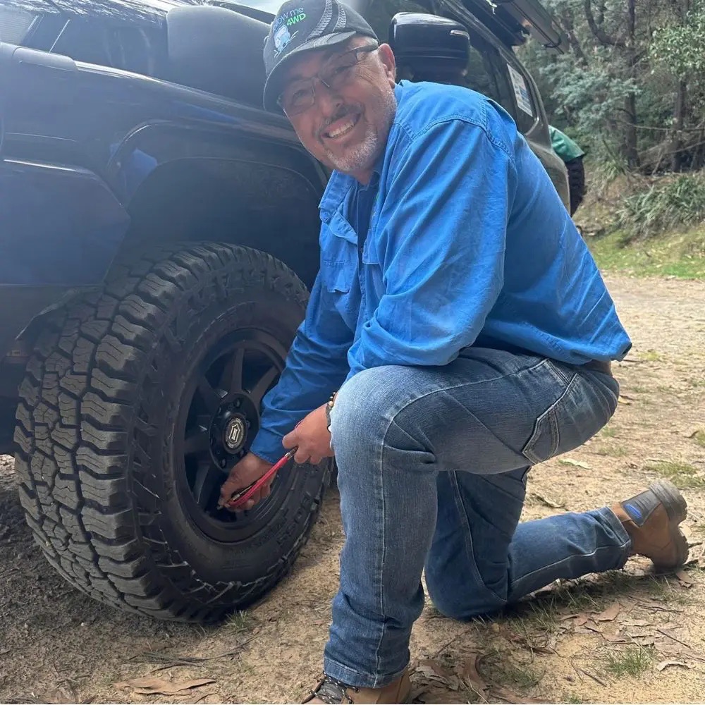 Tyre repair demonstration at the 4WD recovery workshops